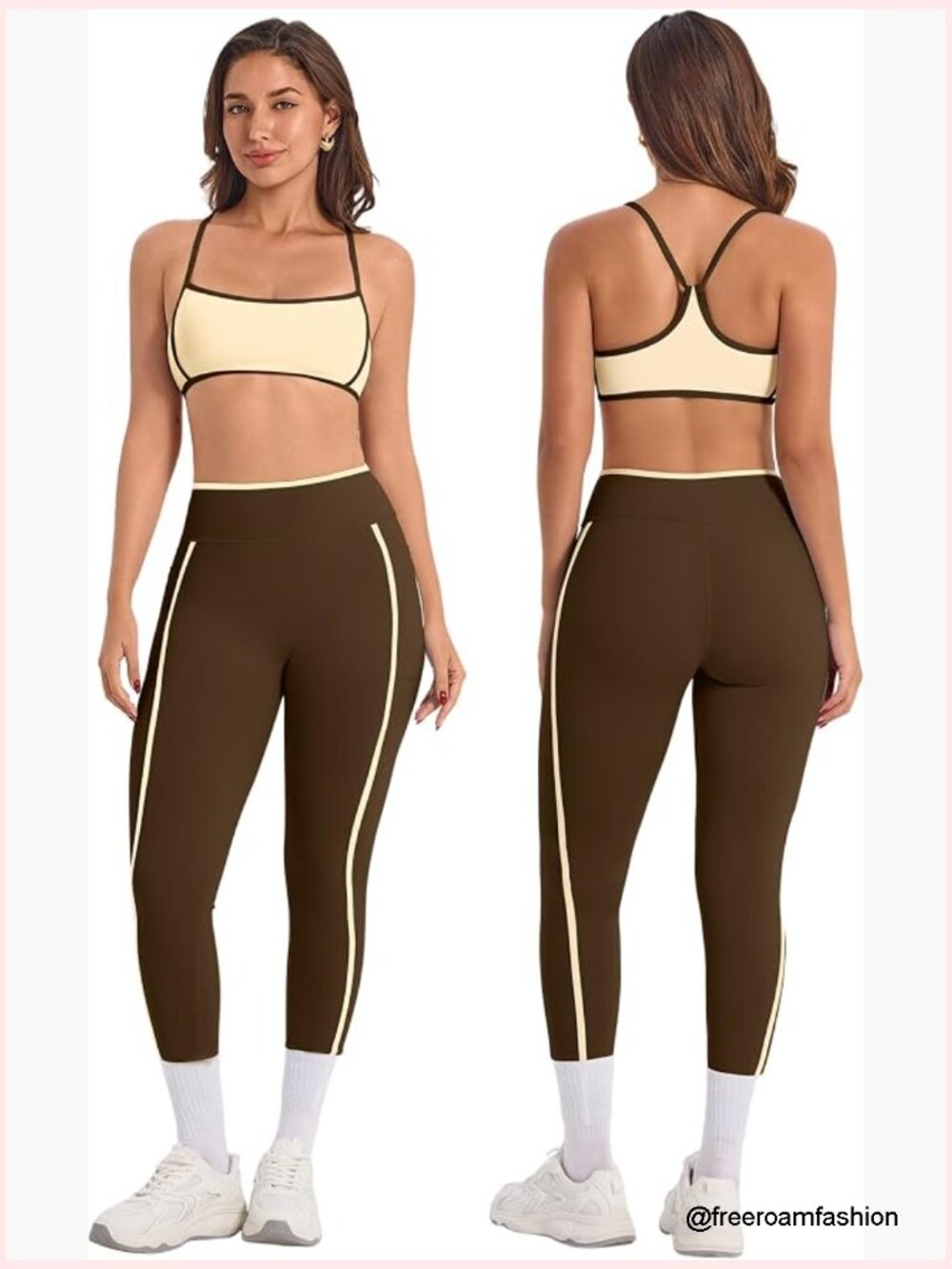 Color Block Workout Sets Racerback Tank Top High Waist Leggings Gym Set Yoga
